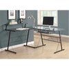 Monarch Specialties Computer Desk, Home Office, Corner, L Shape, Work, Laptop, Metal, Tempered Glass, Black, Clear I 7172